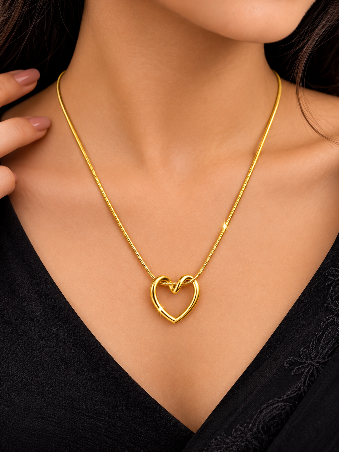Golden Heart Pendant Necklace