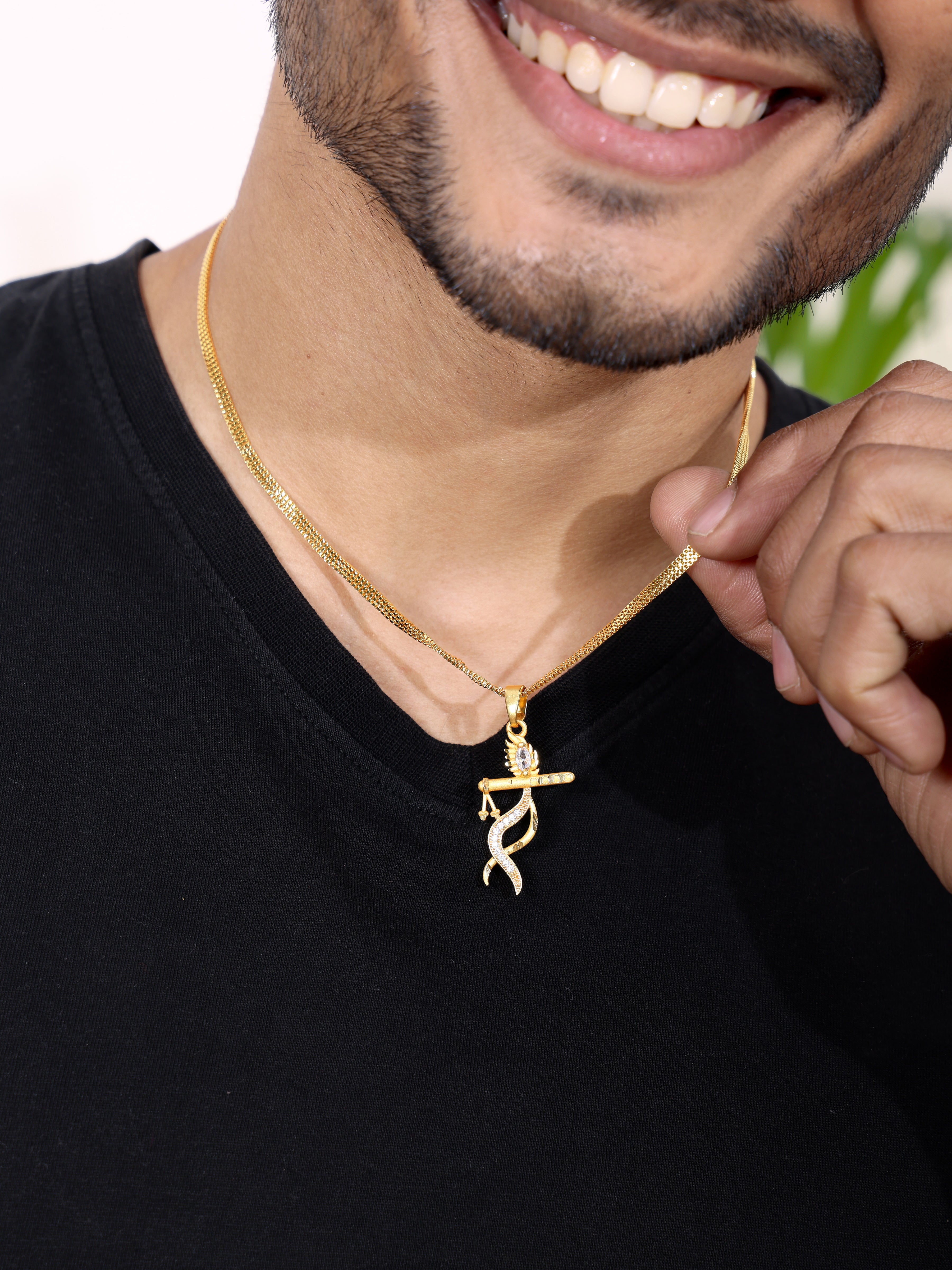 Krishna Golden Pendant With Chain