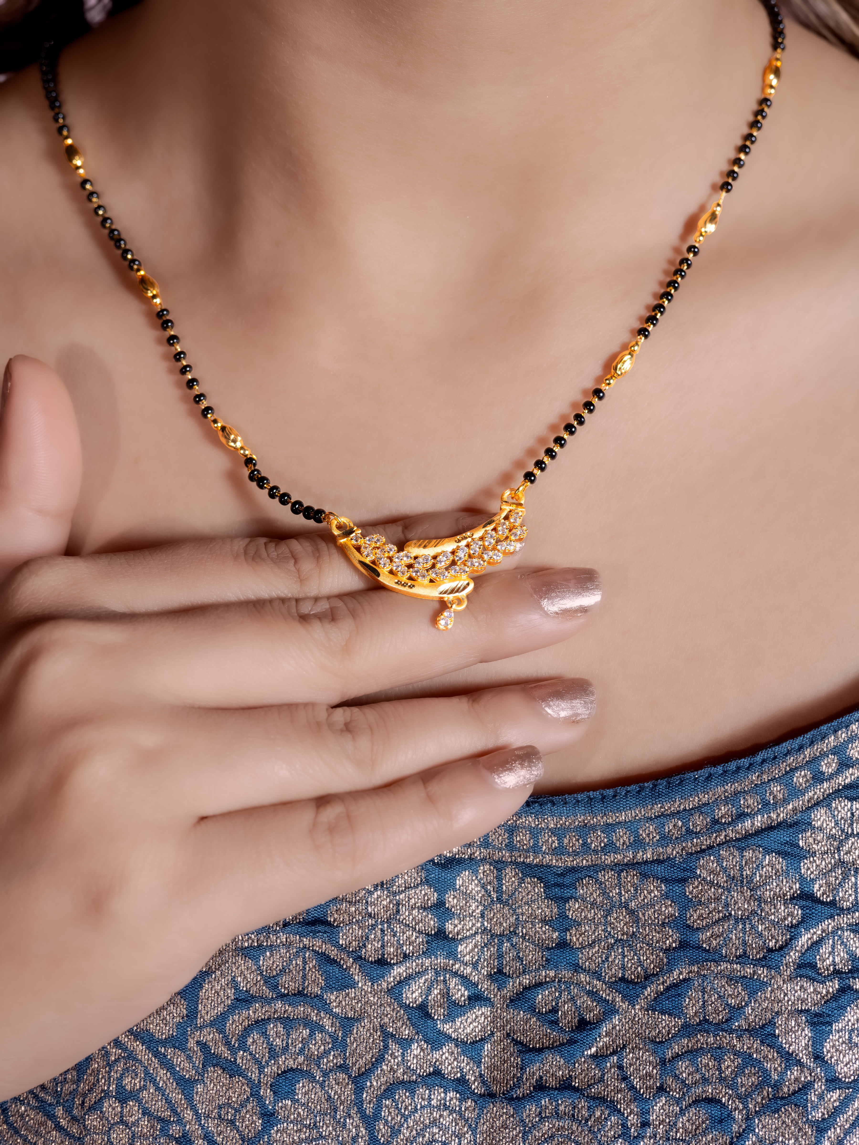 Designer Gold Mangalsutra for Women With Earrings