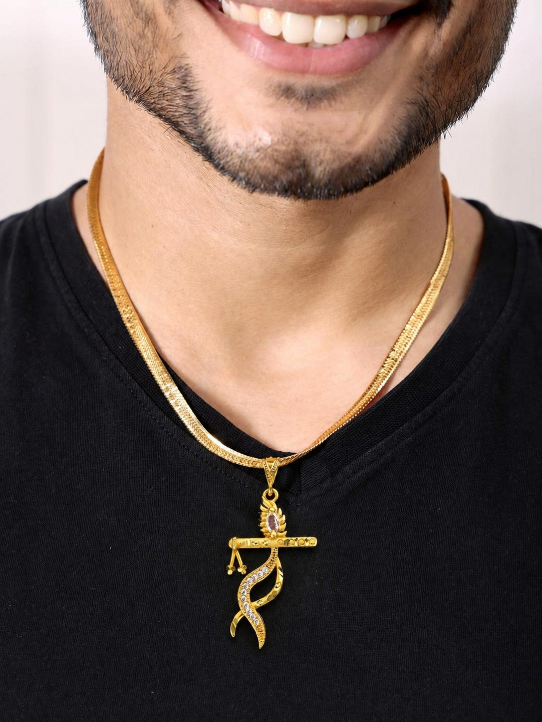 Gold Plated Krishna Pendal With Snake Chain