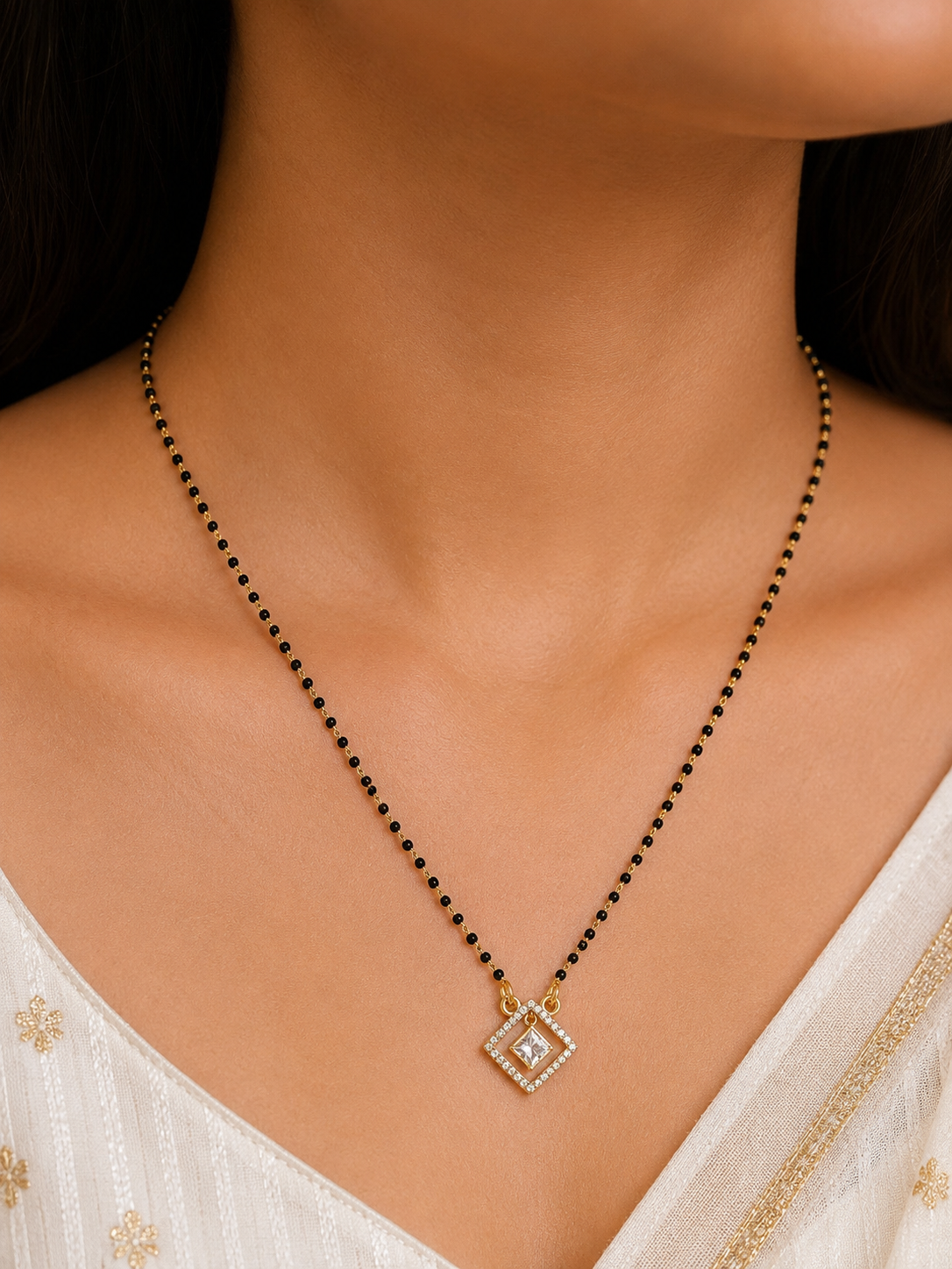 Diamond Square Charm Mangalsutra
