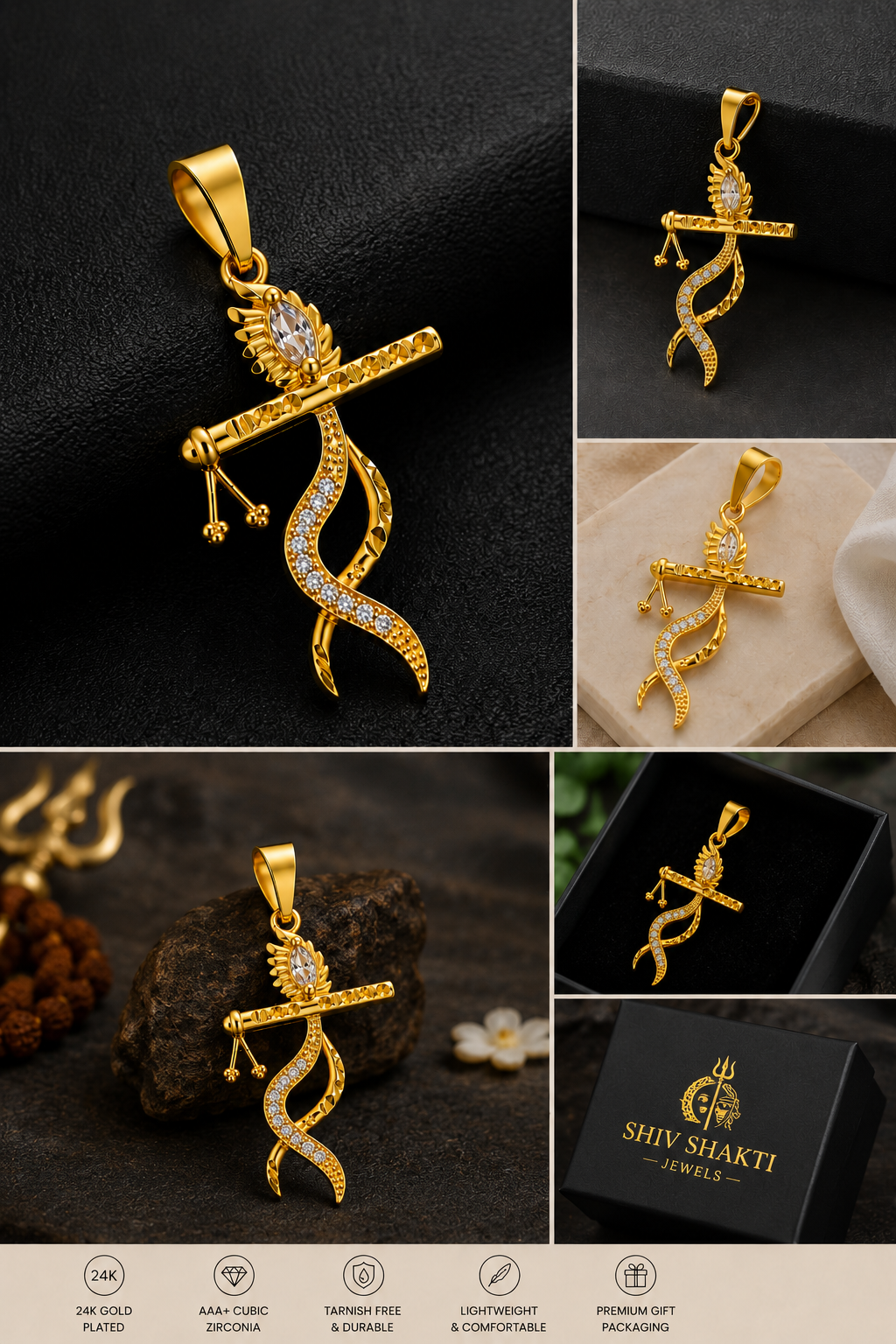 Gold Plated Krishna Pendal